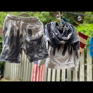 Tie dye hoodie and shorts set